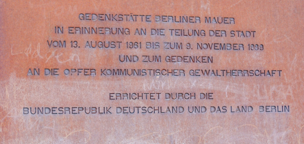 Gedenkst&auml;tte Berliner Mauer an der Bernauer Stra&szlig;e